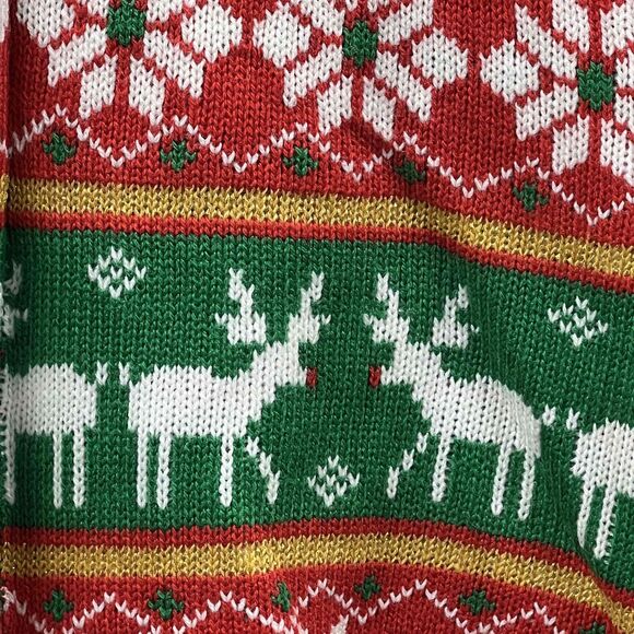 Christmas ROMPER Sweater Women Small Red Green Reindeer Snowflake Party NWT - Picture 4 of 16